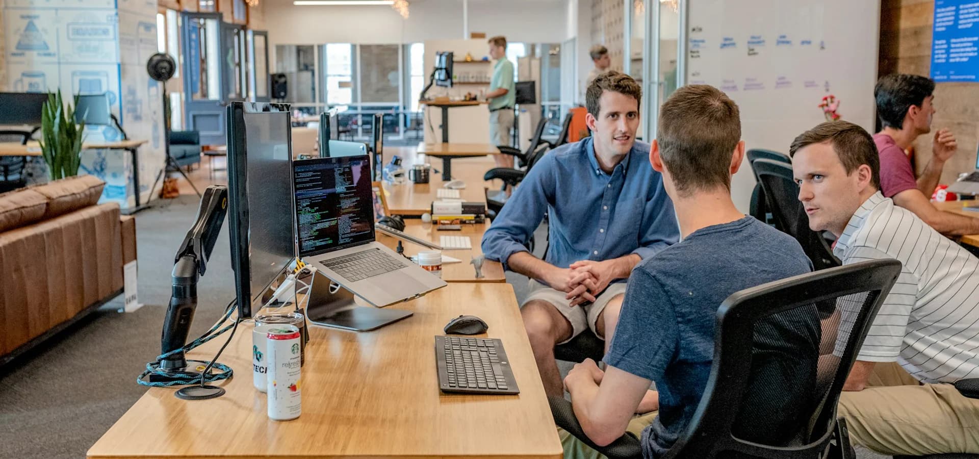 Business professionals collaborating around a table