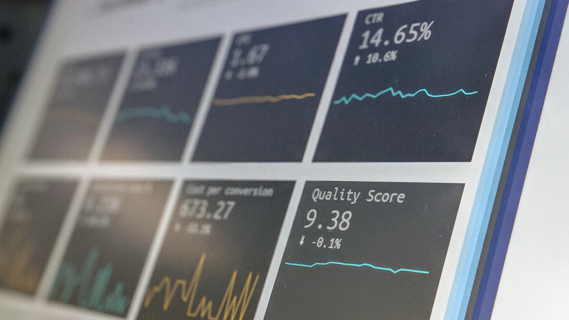 Digital marketing performance data displayed on an analytics dashboard