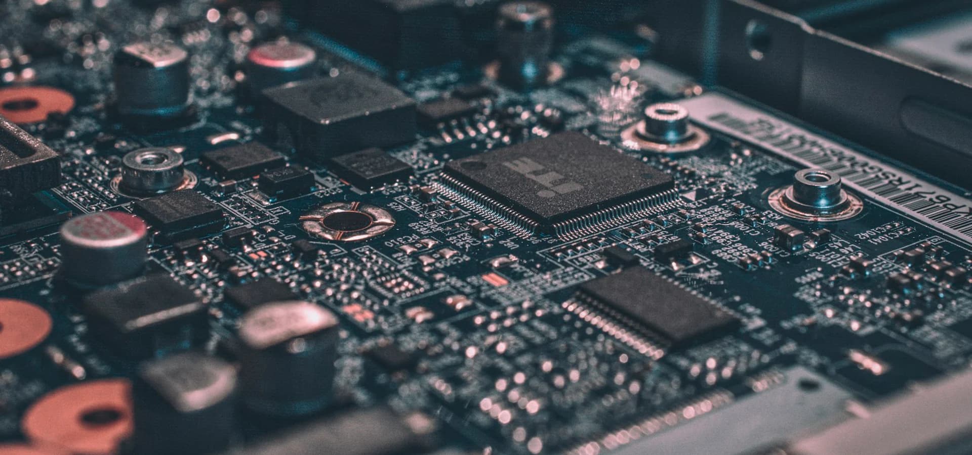 A detailed circuit board representing technology and innovation
